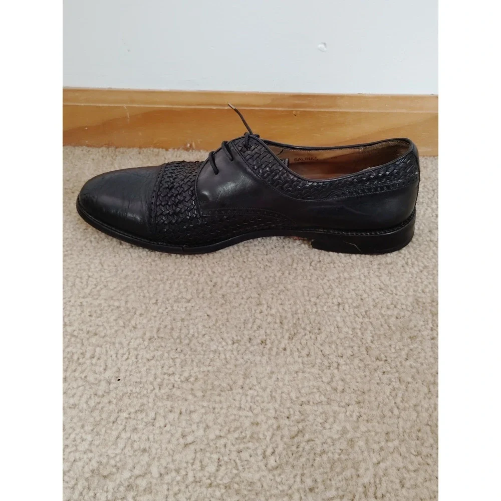 Mezlan Salinas Black Woven Crocodile Exotic Leather Cap Toe Dress Shoes Men 10 M